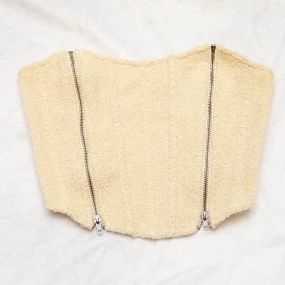 Out From Under Sherpa Double Zip Corset Small Lace Up Back - Picture 6 of 11